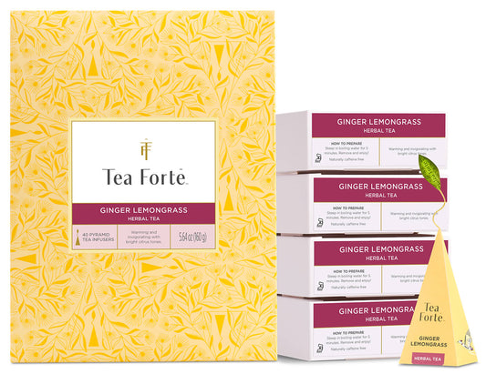 Ginger Lemongrass Event Box 40ct, open with infuser