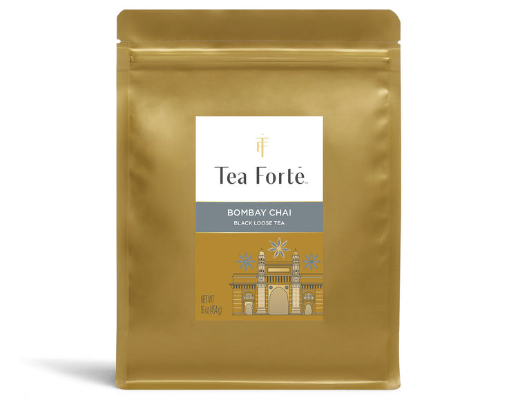 Bombay Chai tea in a loose leaf tea bulk bag, front side