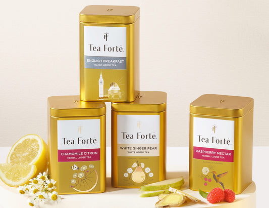 4 loose tea canisters with fruit