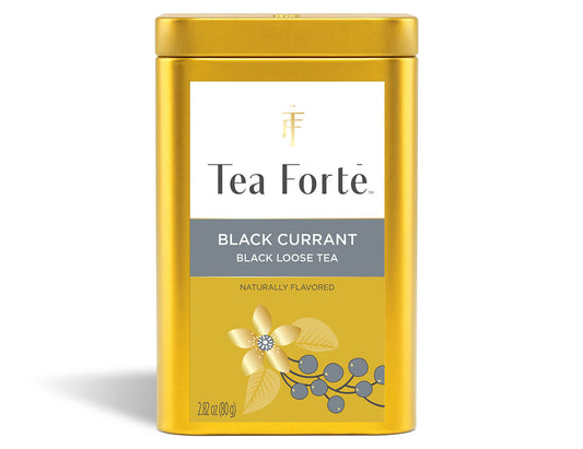 Black Currant tea in a Loose Leaf Tea Canister - front view