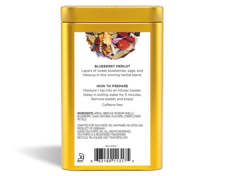 Loose Leaf Tea Canisters Blueberry Merlot Tea - back view