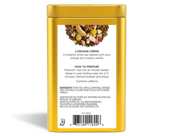 L'Orange Crême Loose Leaf Tea Canister, back view
