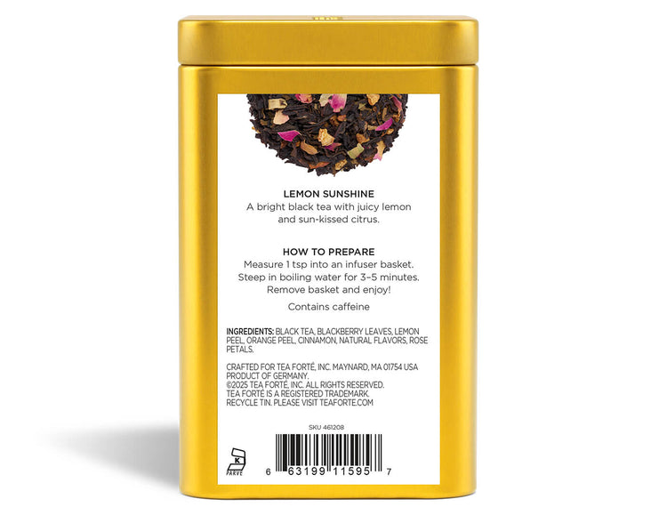 Lemon Sunshine Loose Tea Canisters - back view