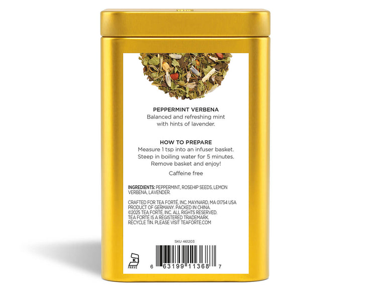 Loose Leaf Tea Canisters Peppermint Verbena - back view