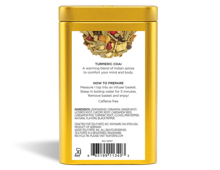 Loose Leaf Tea Canisters Turmeric Chai -back view