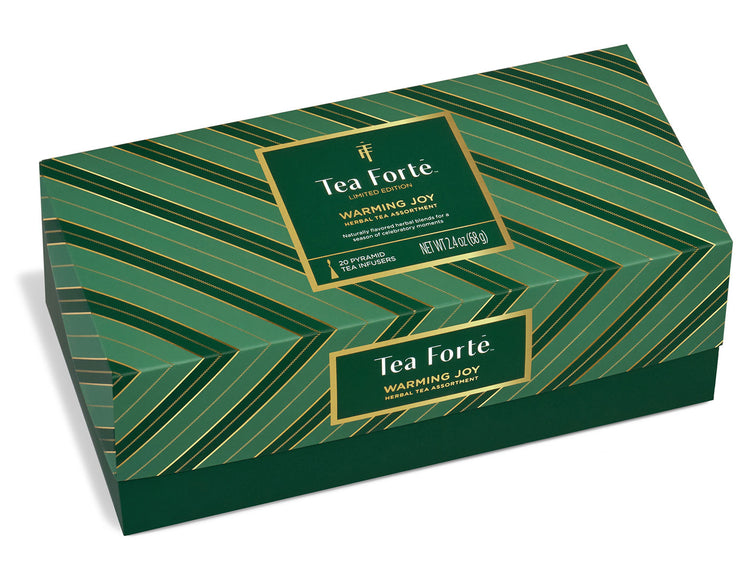 Warming Joy Herbal Presentation Box 2026 of 20 pyramid tea infusers, closed lid