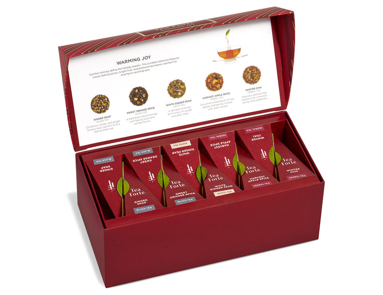Presentation Box Warming Joy, of 20 tea infusers, open and closed