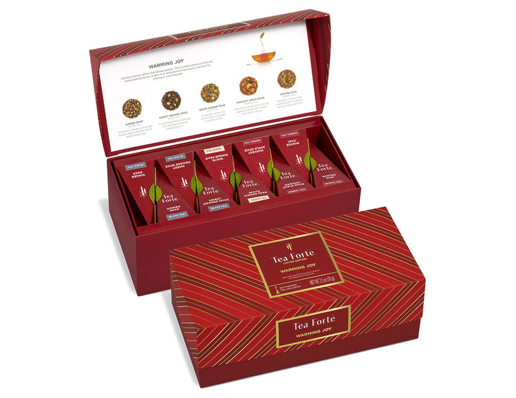 Presentation Box Warming Joy, of 20 tea infusers, open lid