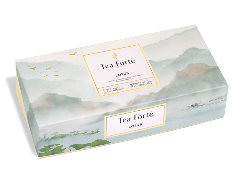 Lotus tea assortment in a 10 count Petite Presentation box with lid  closed