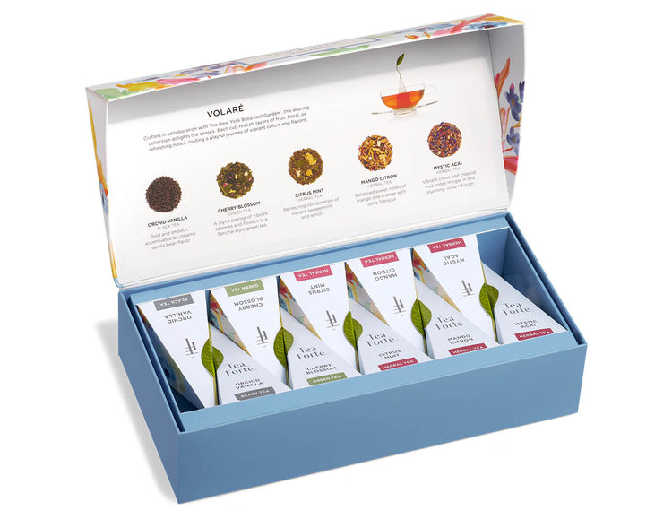Volare Petite Presentation Box, open , of 10 pyramid infusers