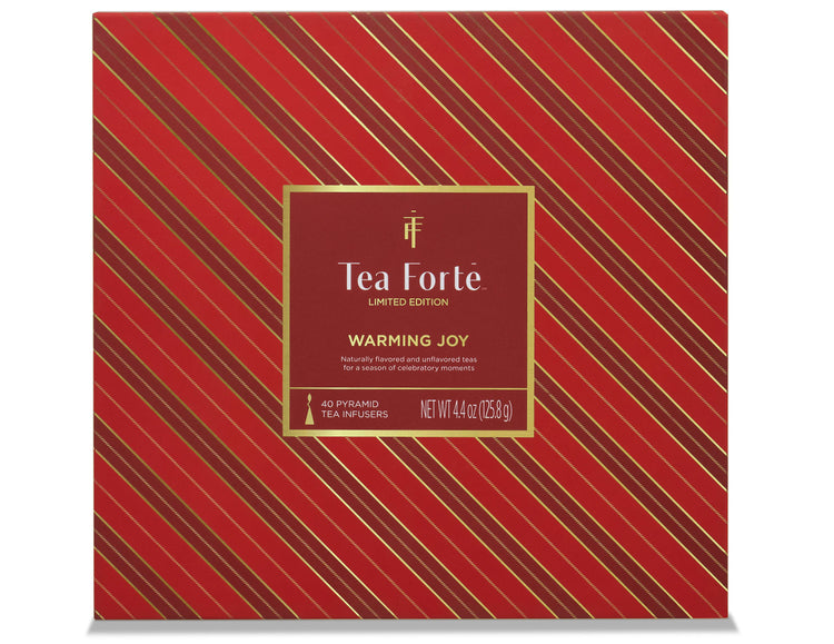 Tea Chest Warming Joy of 40 teas, facing forward, closed lid