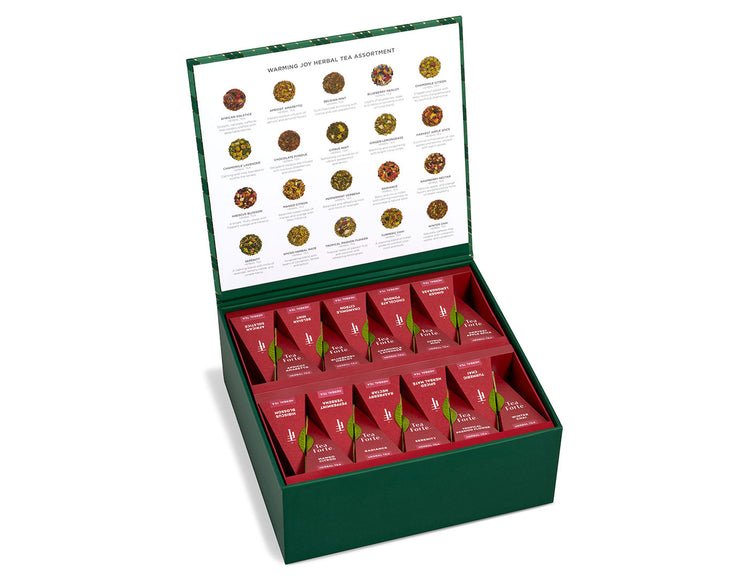 Warming Joy Tea Chest Herbal, with lid open