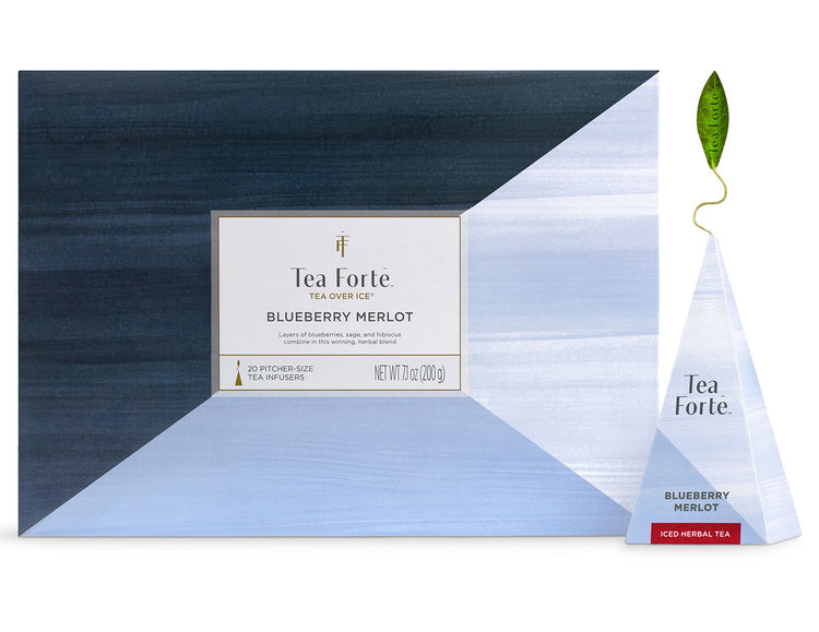 Blueberry Merlot Tea Over Ice Bulk Pack of 20 teas with infuser out front