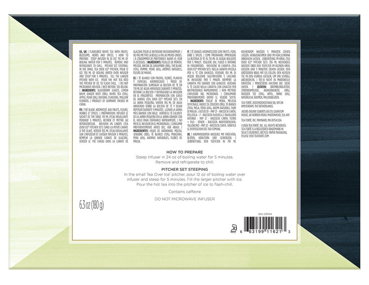 White Ginger Pear Tea Over Ice Bulk Pack of 20 teas, back