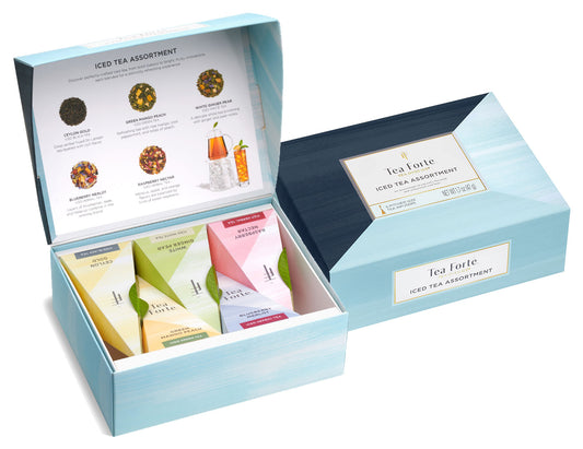 Tea Over Ice 5pk assortment of 5 iced tea, with lid open and closed