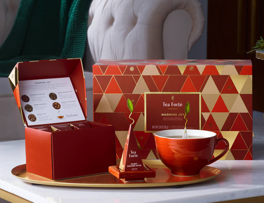 Warming Joy Gift Set open on a table with all items on a tray