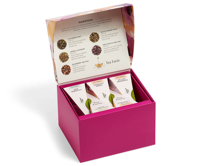 Mariposa Gift Set Mini Petite Box of 10 teas, open lid