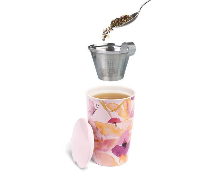 How to Steep using a Mariposa Kati Steeping Cup, open with lid and infuser basket