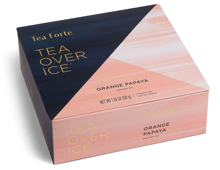 Orange Papaya Tea Over Ice 5pk box with lid closed