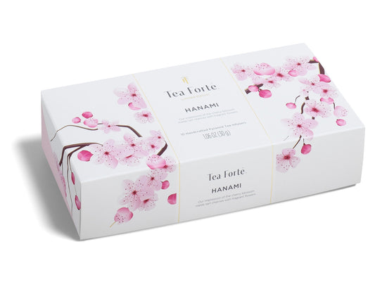 Hanami tea assortment in a 10 count petite presentation box with lid closed