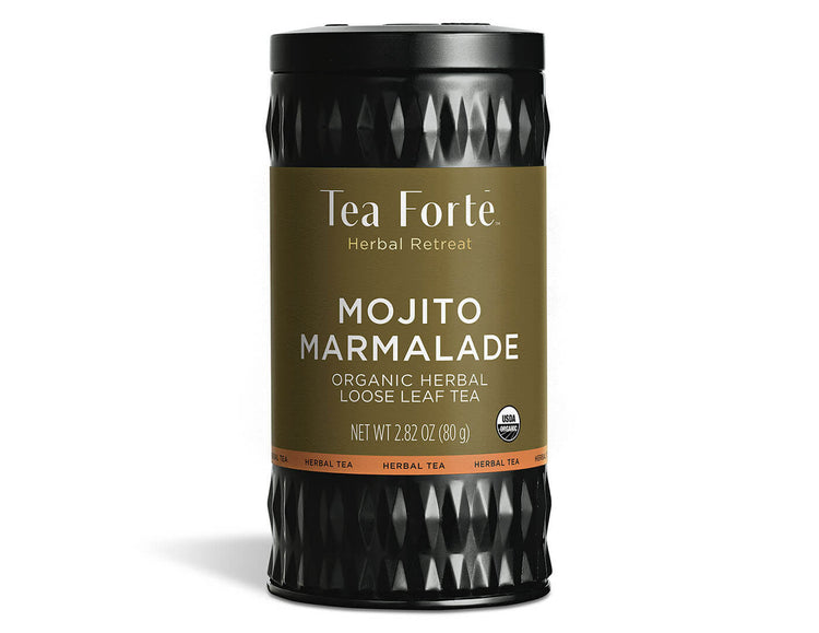 Mojito Marmalade tea in a Loose Leaf Tea Canister