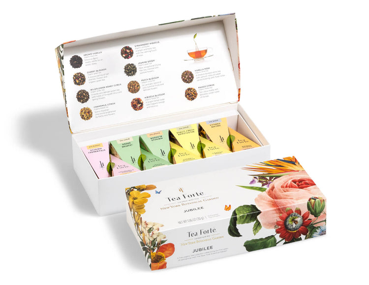 Petite Presentation Box Jubilee of 10 pyramid infusers, box open and closed