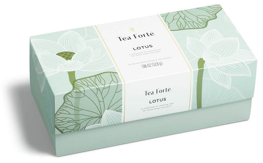 Lotus Presentation Box of 20 pyramid tea infusers, lid closed